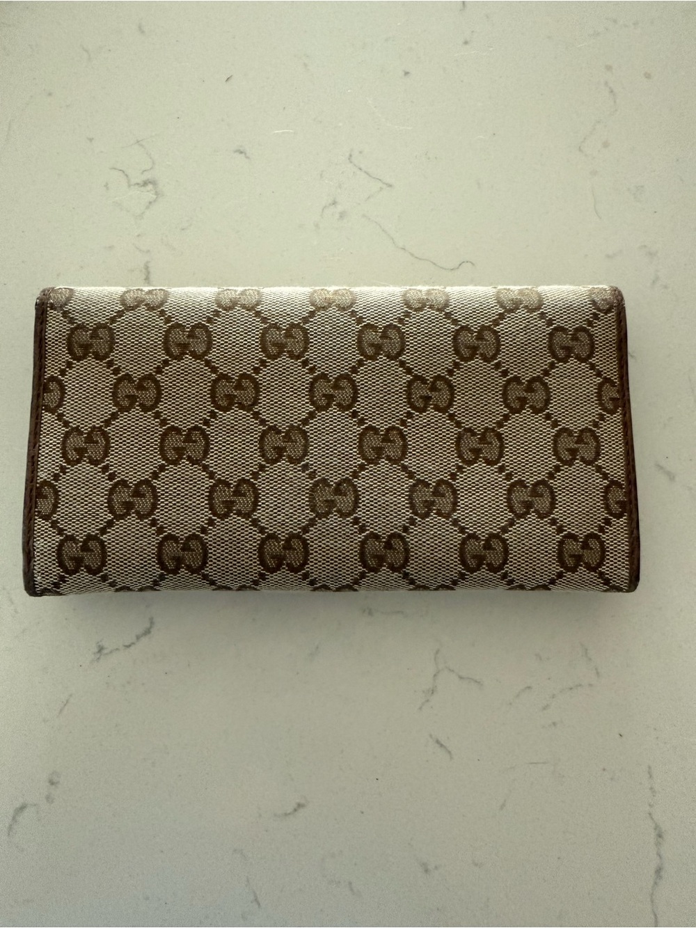 Gucci Brown Beige GG Supreme Continental Wallet - Picture 2 of 9
